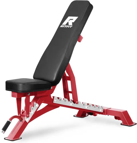 Miniatura 11 de RitFit Banco de pesas ajustable y plegable para gimnasio en casa, levantamiento de pesas y entrenamiento de fuerza, póster de entrenamiento