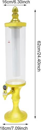 Miniatura 2 de Dispensador de torre de cerveza de 3 litros con tubo de hielo y dispensador de cerveza de mesa ligera, 3.2 cuartos de galón /102 onzas, dispensador