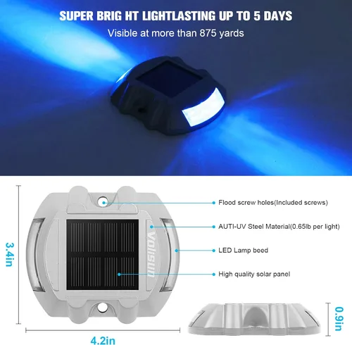 Miniatura 2 de Luces solares de cubierta, para entradas y muelles Azul