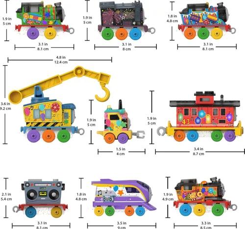 Miniatura 4 de Thomas & Friends Juego de regalo de trenes de juguete Thomas' 7 días de sorpresas, 10 vehículos fundidos a presión con carga para niños a partir