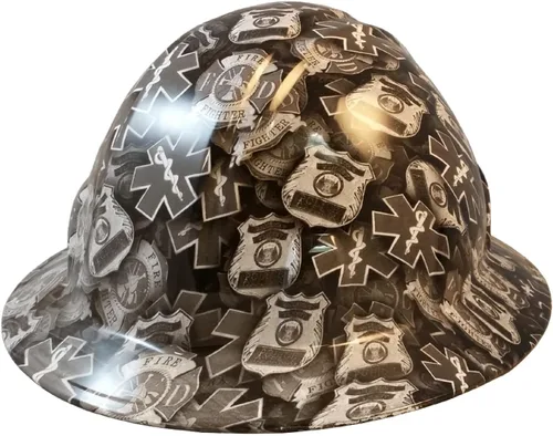 Texas America Safety Company Casco de seguridad con visera completa, diseño patriótico hidroimpreso, con suspensión de 4 puntos y bolsa Primera