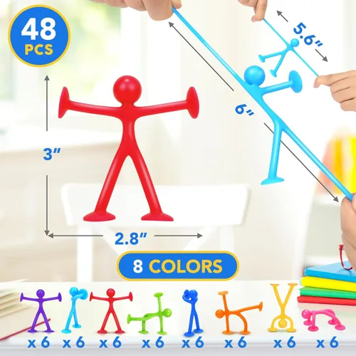 Miniatura 2 de Juguetes sensoriales de ventosa: paquete de 48 juguetes de ventosa con forma de personas, juguete antiestrés para niños con autismo, TDAH, de 3 años