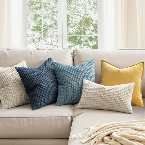 Miniatura 2 de MIULEE - Paquete de 2 fundas de cojín decorativas, modernas y boho, de terciopelo, con textura a rayas, para sofá, cama, sala de estar, decoración