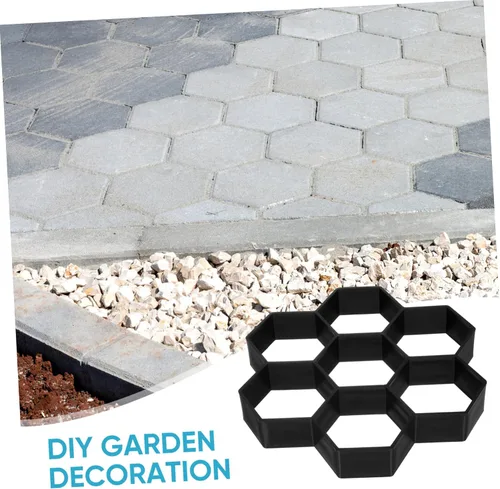 Miniatura 4 de Cabilock Molde de piedra para pavimentar, molde de plástico con forma geométrica hexagonal para suelo de cemento, molde reutilizable para escalones