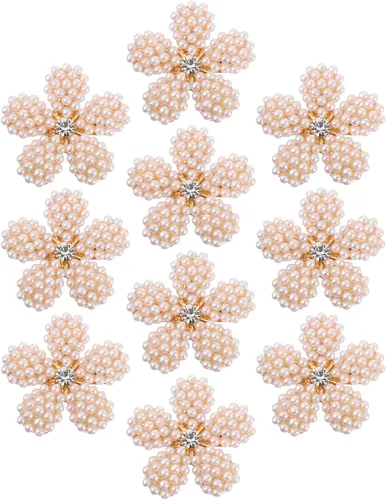 EXCEART 10 piezas de accesorios con forma de flor de perla, dijes de horquilla para palos de pelo, horquillas para ropa, adornos hechos a mano,