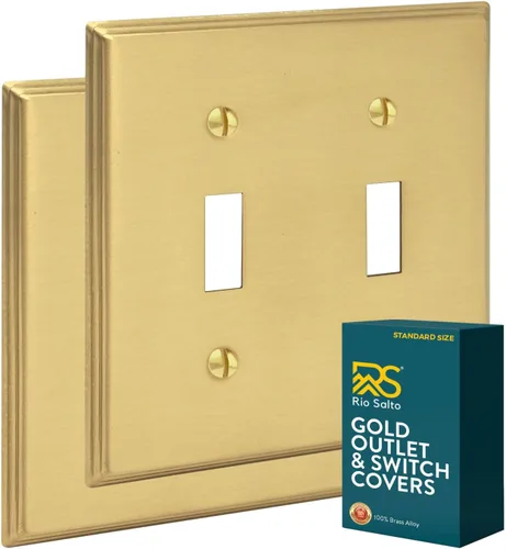 Miniatura 24 de Rio Salto BRASS - Placa de pared moderna de metal dorado para interruptor de luz o cubierta de enchufe, placa de pared para receptáculo individual
