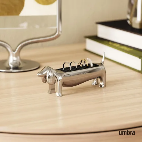 Miniatura 2 de Umbra Soporte para Anillos Dachsie - Regalo para Amantes de Perro Salchicha Dachshund Doxie - Almacenamiento de Joyas, Cromado