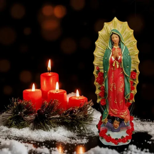 Miniatura 3 de Estatuas de Virgen de Guadalupe de 10 pulgadas, estatua de Virgen María de Guadalupe, estatua grande de resina de Virgencita María Colorido