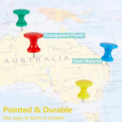 Miniatura 3 de Outus 100 pines gigantes para pulgares grandes, cabezales de plástico, de 1 pulgada, para tablero de corcho, mapas, pósteres de oficina y escuela