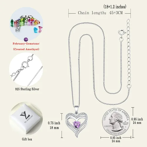 Miniatura 6 de YL Collar de corazón de plata de ley con colgante de corazón de doble amor para mujer Metal
