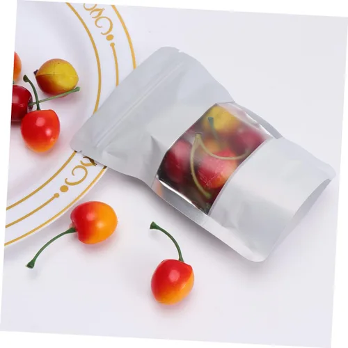 Miniatura 4 de 100 bolsas con cierre de cremallera aluminizadas con ventana transparente, bolsas de almacenamiento de alimentos para aperitivos y té, embalaje a