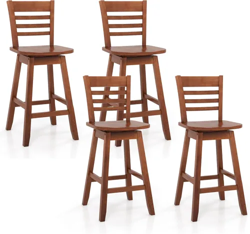 Miniatura 12 de Giantex Juego de 2 taburetes de bar de 24.5 pulgadas, taburetes de bar giratorios de granja con respaldo hueco de 6 rejillas y asiento ergonómico