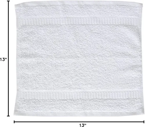 Miniatura 8 de GOLD TEXTILES Toalla 100% algodón, paquete de 12, 13 x 13 pulgadas, color blanco, ultra suave, altamente absorbente, de larga duración y de secado