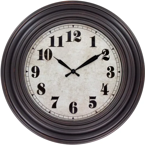 Miniatura 15 de 45MinST Reloj de pared grande vintage de 13 pulgadas rojo-marrón, de cuarzo, funciona con batería, movimiento silencioso y preciso sin tictac con 13