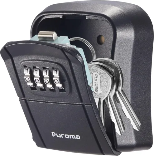 Caja de Seguridad para Llaves Puroma, Caja de Almacenamiento de Llaves con Cerradura de Combinación Montada en Pared para Llaves de Casa, Caja de