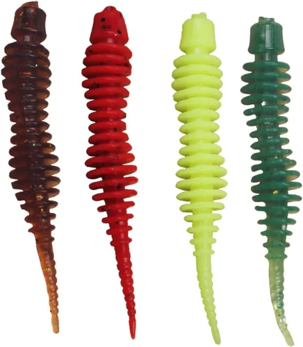 Sosoport Top Water Fishing - 4 cebo de señuelo en espiral realista suave para agua dulce, forma en espiral, ideal para lubina de carpa