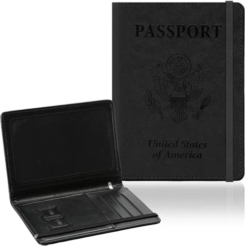 Soporte para pasaporte para viajes, funda de pasaporte con bloqueo RFID con soporte para bolígrafo, funda de cuero para pasaporte, accesorios
