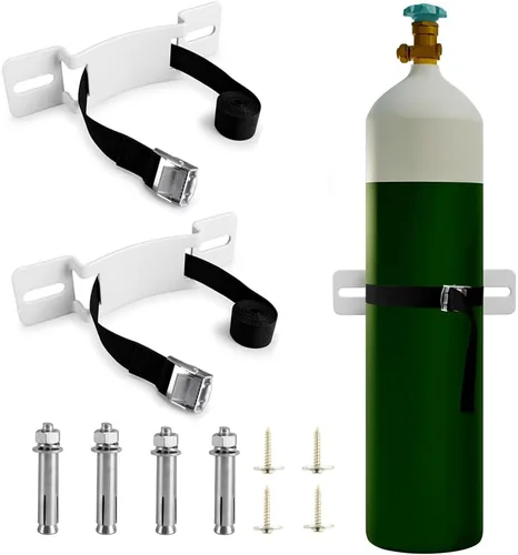 Miniatura 7 de Soporte para tanque de propano, soporte de cilindro de gas, soporte de pared para tanque de propano con tornillos y cinturón de seguridad (1)