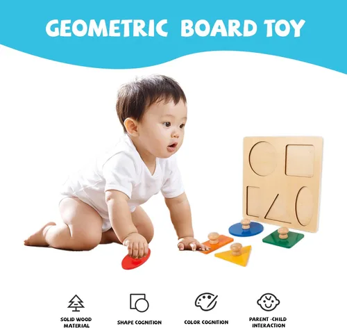 Miniatura 3 de Juguetes Montessori para bebés de 6 a 12 meses, rompecabezas con forma de madera para niños pequeños de 1 a 3 años, rompecabezas jumbo con perilla