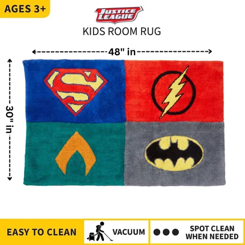Miniatura 3 de Justice League DC Comics - Alfombra antideslizante para habitación de niños, 30 x 48 pulgadas, (producto oficial con licencia) Franco liga