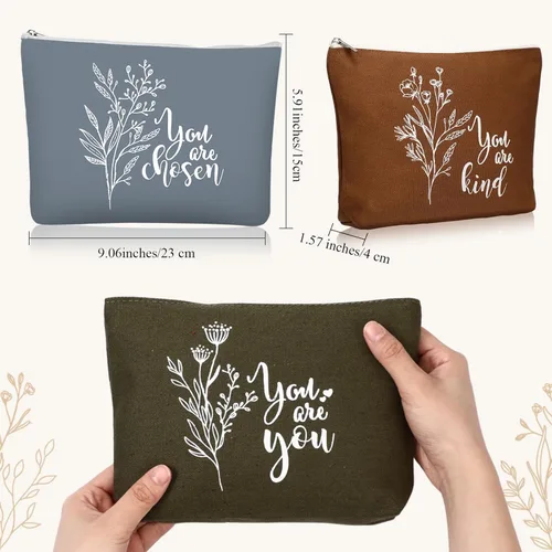 Miniatura 2 de Coume 30 piezas de regalo de agradecimiento de graduación para mujeres, bolsa de maquillaje de lona inspiradora, bolsas de cosméticos motivacionales