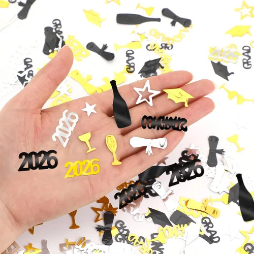Miniatura 3 de MARFOREVER Confeti de graduación verde, negro y dorado, confeti de graduación de clase de 2026, centro de mesa para eventos temáticos de 2026