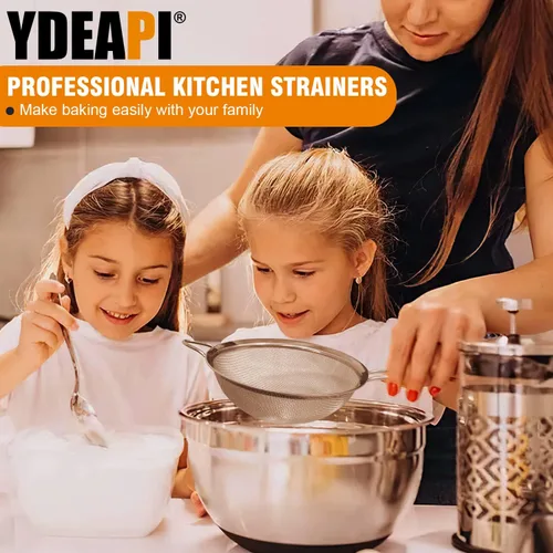 Miniatura 6 de Ydeapi Colador grande de malla fina de 8.6 pulgadas con asa, coladores de alimentos de metal para cocina, tamiz de malla fina de acero inoxidable