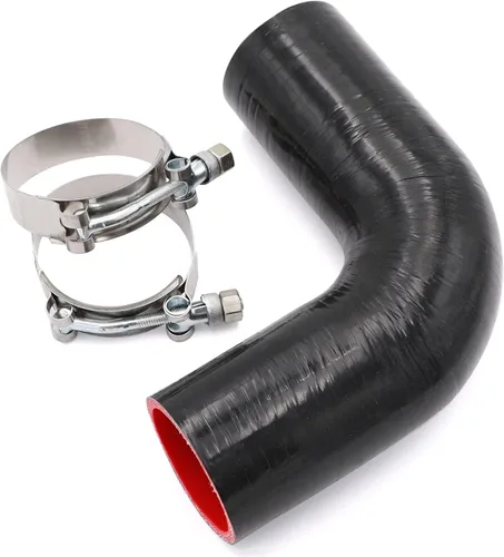Miniatura 7 de Acoplador de codo de 90 grados de 4 capas de manguera de silicona de 2 pulgadas (51 mm) con abrazaderas de perno en T para tubo de intercooler