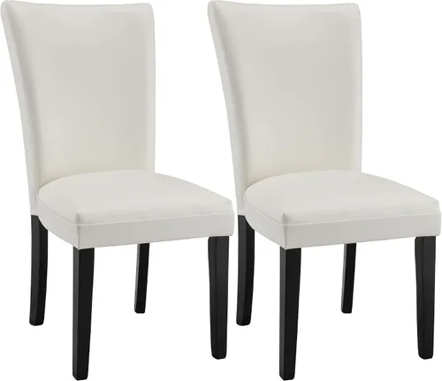 Miniatura 13 de LEEMTORIG Juego de 2 sillas de comedor de piel sintética modernas de mediados de siglo, sillas Parsons tapizadas de lujo con patas de madera maciza