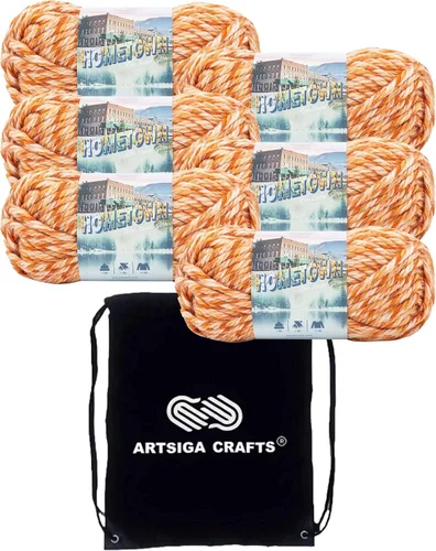 Miniatura 62 de Lion Brand Hometown New York White 135-100 (3 madejas - mismo lote de tinte) #6 S Bulky - Hila acrílica para crochet y tejer con bolsa para proyectos