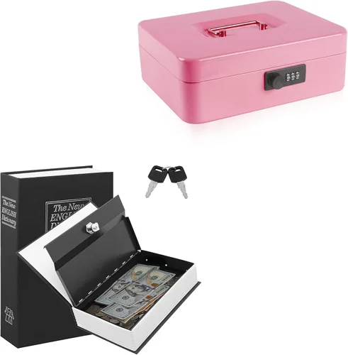 KYODOLED Caja fuerte de metal portátil con cerradura de llave, libro secreto oculto, libro secreto seguro, libro de desviación con diccionario, 9.5