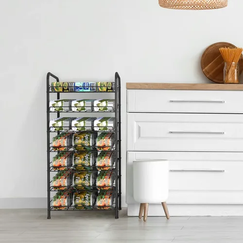 Miniatura 5 de Vrisa Organizador de latas para despensa, organizador de latas de 7 niveles, dispensador de almacenamiento de latas de metal, con capacidad