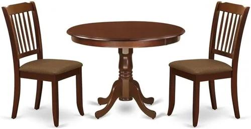 Miniatura 17 de East West Furniture HLDA3-BCH-W Juego de mesa de cocina de 3 piezas para espacios pequeños contiene una mesa de comedor redonda con pedestal y 2