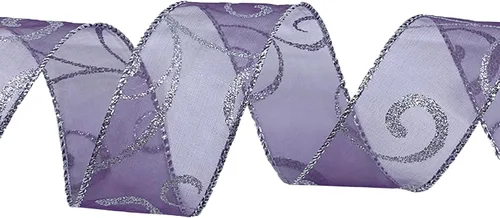 Miniatura 2 de Morex Ribbon Cintas transparentes con purpurina con espiral, cinta navideña para manualidades y decoraciones de Navidad, envoltura de regalos, 1.5
