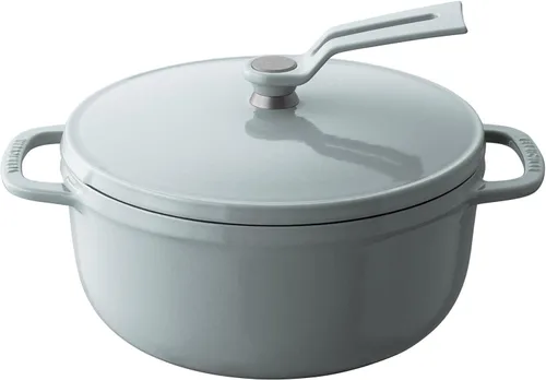 Olla para Horno Holandés Vermicular 2.0 | Olla de Hierro Fundido Esmaltada Ligera | 18cm (2 qt) | No Tóxico | Compatible con Inducción | Horno Gris
