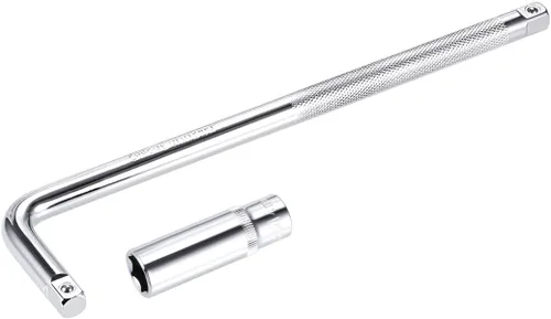 Miniatura 7 de uxcell Juego de 2 accesorios de enchufe de 0.512 in, 6 puntos, mango de extensión en forma de L de 10 pulgadas con unidad de 3/8 pulgadas