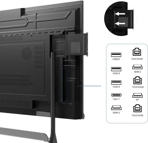 Miniatura 3 de Tiburn INSPUR - Placa inteligente Ultra 4K UHD de 65 pulgadas Android 13 y Windows 11 Pro Dual OS, micrófono de matriz de 8 líneas, cámara web