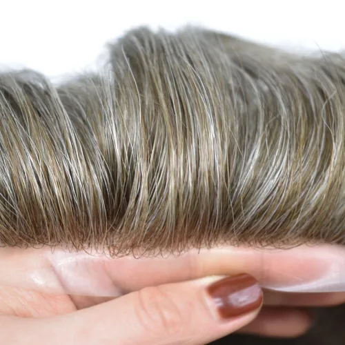 Miniatura 4 de Toupee para hombres Piezas de pelo fino mono para hombre Toupee sistema de reemplazo de pelo para hombres línea capilar natural para hombre postizo
