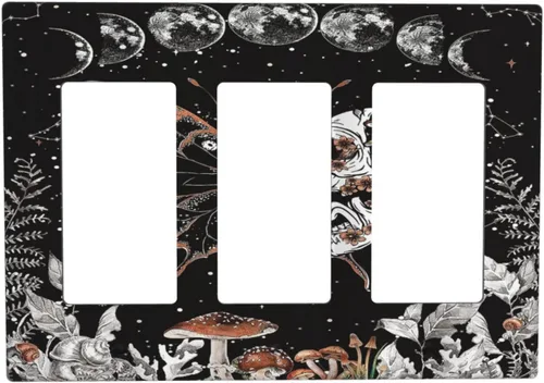 Miniatura 74 de Cubierta decorativa para interruptor de luz, diseño de pájaros y flores florales en blanco y negro, 2 bandas, cubierta decorativa para pared, placa