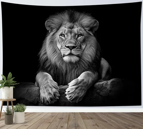 Miniatura 19 de HVEST Tapiz de pared de lobo para colgar en la pared, tapiz de animales salvajes, lobos aullidos en tapices nevados, escena de nieve de invierno