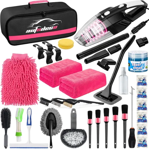 Miniatura 12 de Kit de limpieza para auto de 41 piezas Kit de limpieza y detalle interior con aspiradora de mano de alta potencia, cubo plegable, herramienta