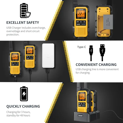 Miniatura 8 de Gaswei G2Pro+ Walkie Talkies de Servicio Pesado IP67 Radios Bidireccionales Impermeables con Alerta Meteorológica NOAA y Flotante 2 Vatios