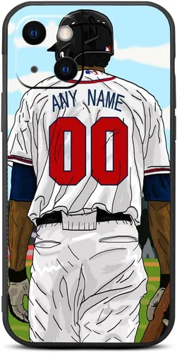 Miniatura 9 de Funda negra con nombre y número personalizable de camiseta de béisbol para iPhone 14 13 12 11 Xs Max XR 8 7 6 Plus 11 Pro mini, silicona