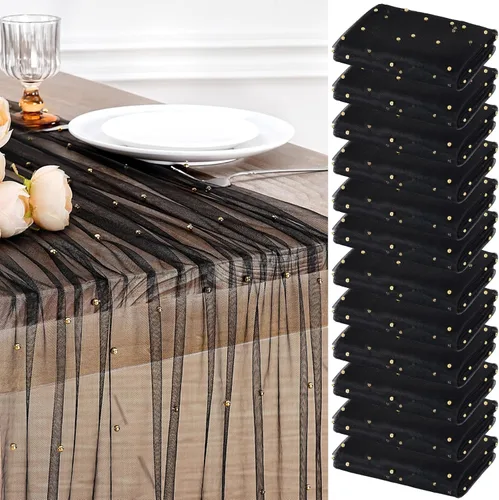 Miniatura 9 de LuoluoHouse Camino de Mesa de Perla para Centros de Mesa de Boda: Camino de Mesa de Perla de 10 pies, Decoración de Mesa de 29x120 Pulgadas de Tul