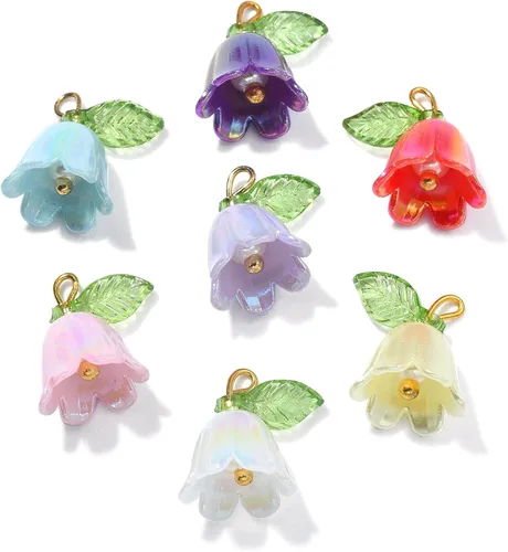 Miniatura 9 de DanLingJewelry 24 dijes de flores de cerezo de resina para mujer, joyería para hacer collares, aretes Colgantes de flores - 24 piezas