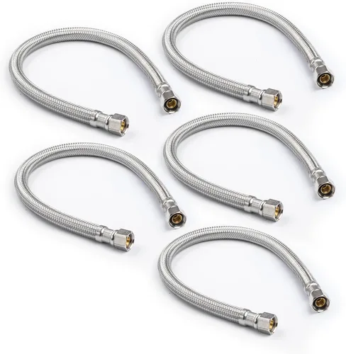 Miniatura 14 de Kit de instalación universal para lavavajillas, compresión de 3/8 pulgadas, manguera de acero inoxidable trenzada de 5 pies de largo + codo