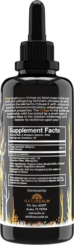 Miniatura 2 de Naturealm Chaga - Tintura de extracto de hongos - Gotas líquidas orgánicas de doble extracto - Suplemento herbario antioxidante - Inflamación, apoyo