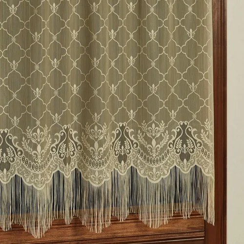 Miniatura 3 de Touch of Class Panel de cortina de encaje con diseño de flor de lis victoriano para tratamiento de ventana - Poliéster - Oro antiguo - Panel de Oro