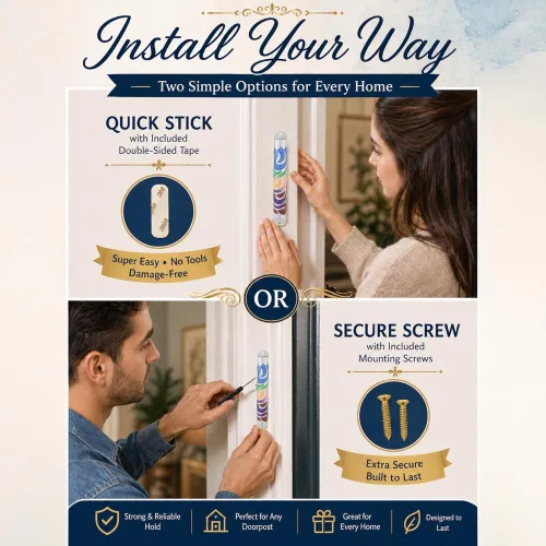 Miniatura 5 de Matashi Esmalte azul pintado a mano de 6 pulgadas Mezuzah adornado con espinilla hebrea, decoración de pared para puerta del hogar, decoración