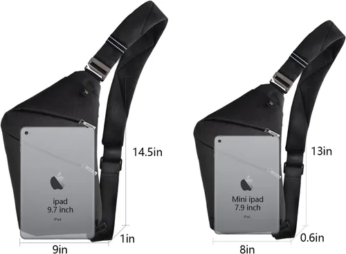 Miniatura 3 de OSOCE Bolso bandolera para hombre, bolsos cruzados antirrobo para mujer Resistente al agua negro (Black 1.0)